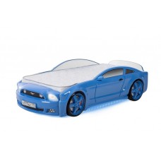 Кровать-машина "Мустанг" 3D (объемная пластиковая) синяя (е)