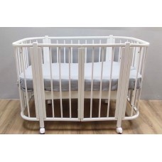 Кроватка для новорожденных КАРАМЕЛЬ белая + комплект матрасов 